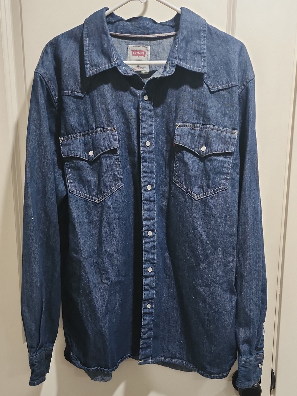 Levi's Modern Western Denim Snap Button Shirt XL Blue Long Sleeve
